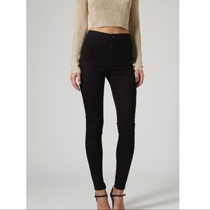Topshop Joni Moto Black Skinny Jeans - 26 waist